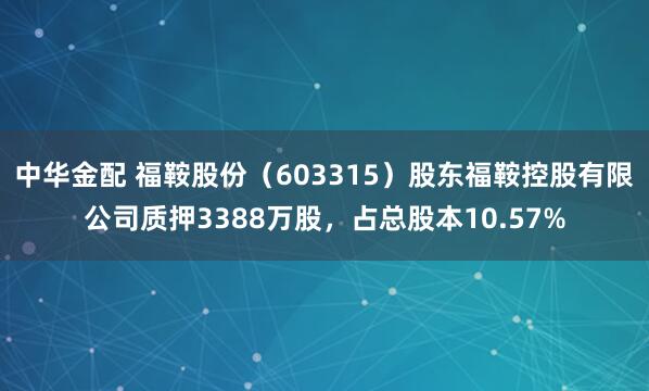 中华金配 福鞍股份（603315）股东福鞍控股有限公司质押3388万股，占总股本10.57%